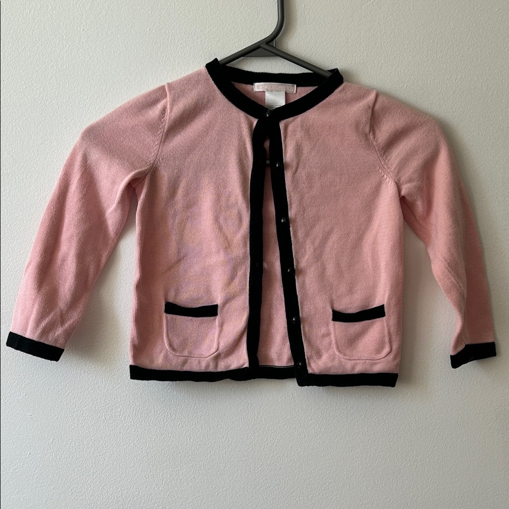 Kids Janie and Jack Pink Cardigan with Black Trim